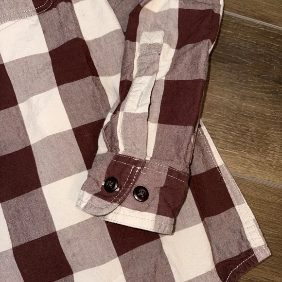 FILSON Shirt Xl Buffalo Plaid Work Shirt Long Sleeve 100% Cotton Brown / White